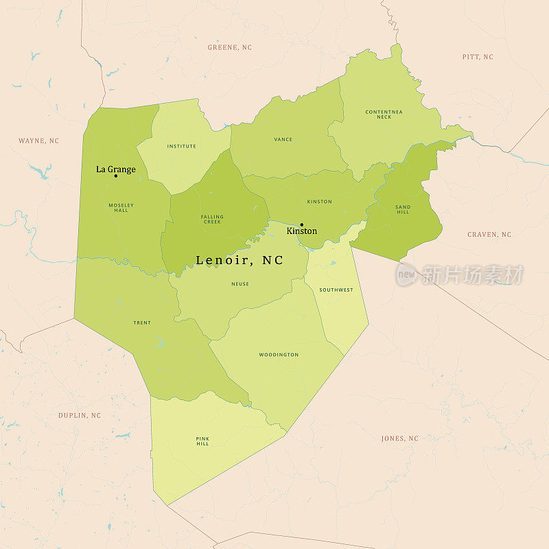NC Lenoir县矢量图绿色